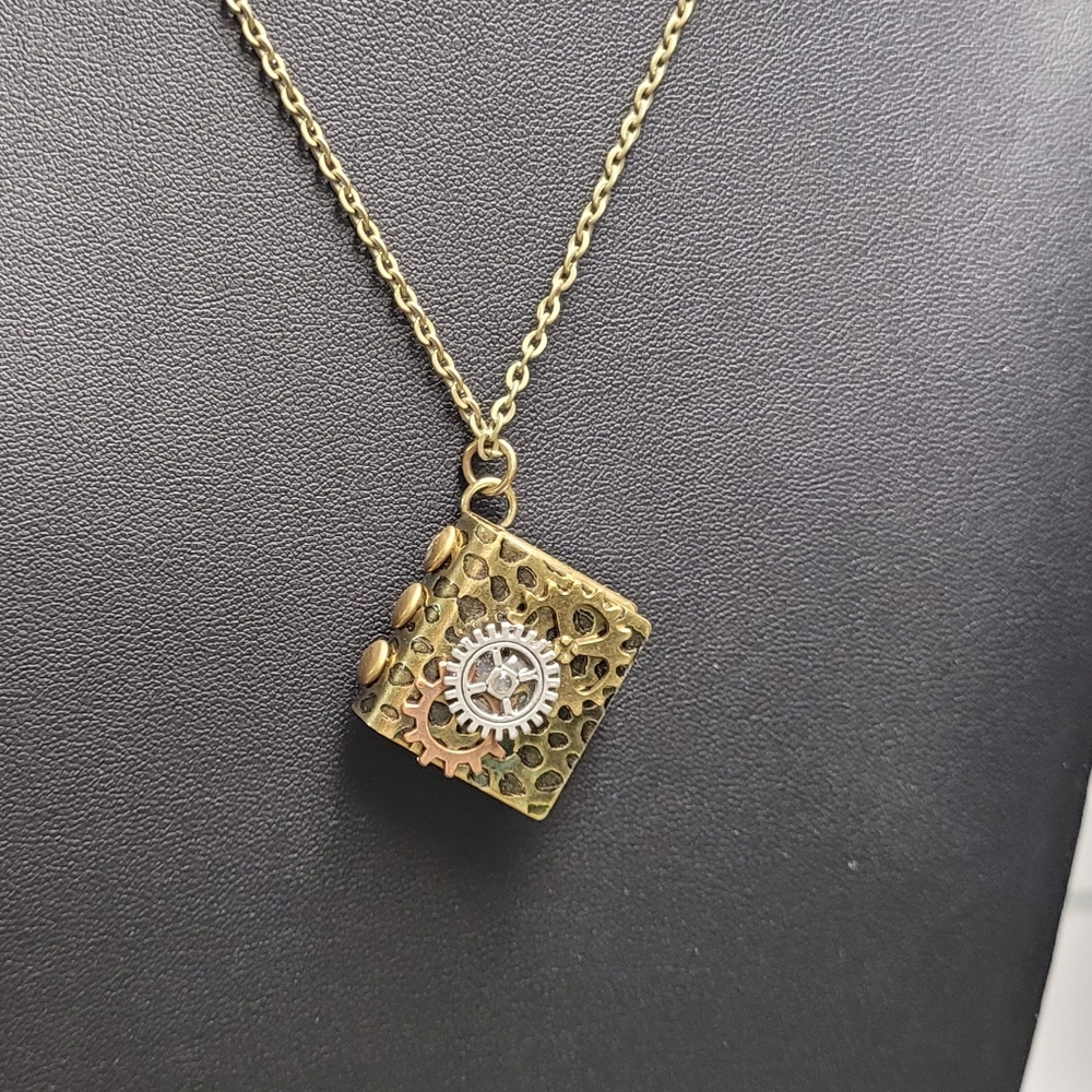 Hand Crafted Steampunk Bronze Locket Necklace with Intricate Design